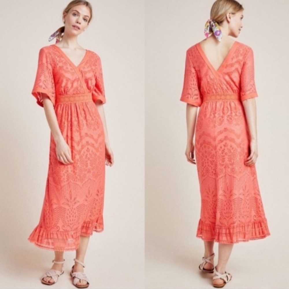 FARM Rio Coral Lace Maxi Dress